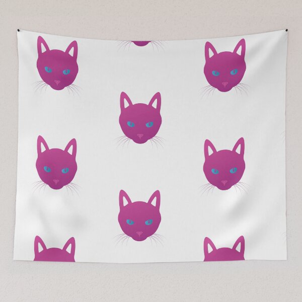 Item preview, Mysterious Hot Pink Cat Face Blue Eyes Pretty Kitty design designed and sold by doodabobs.