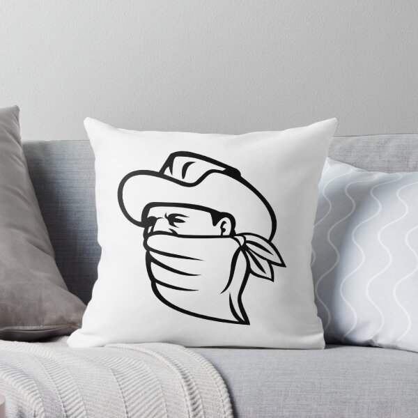 Item preview, Cowboy Bandit or Outlaw Wearing Face Mask Looking Side Mascot Black and White designed and sold by patrimonio.
