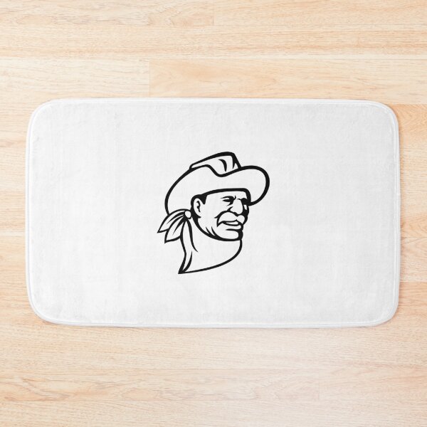 Item preview, American Cowboy Wearing a Hat Mustache and Bandana Mascot Black and White designed and sold by patrimonio.