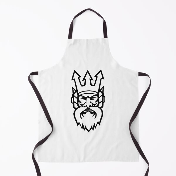 Item preview, Head of Angry Poseidon Greek God of Sea or Neptune Black and White Mascot designed and sold by patrimonio.
