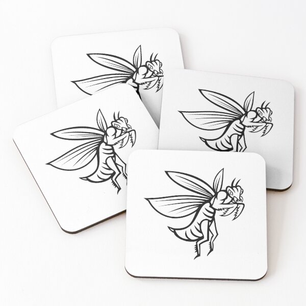 Item preview, Praying Mantis Flying Side View Black and White Mascot   designed and sold by patrimonio.