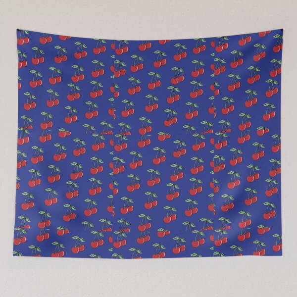 Item preview, blue cherry pattern  designed and sold by Jaclyn's Stickers & Designs.