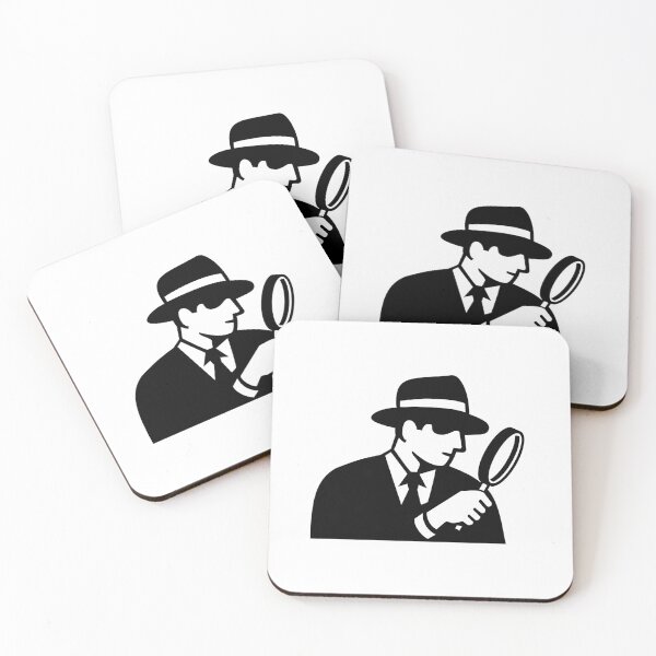 Item preview, Private Eye Detective Inspector or Investigator Looking Magnifying Glass Retro Stencil Black and White designed and sold by patrimonio.