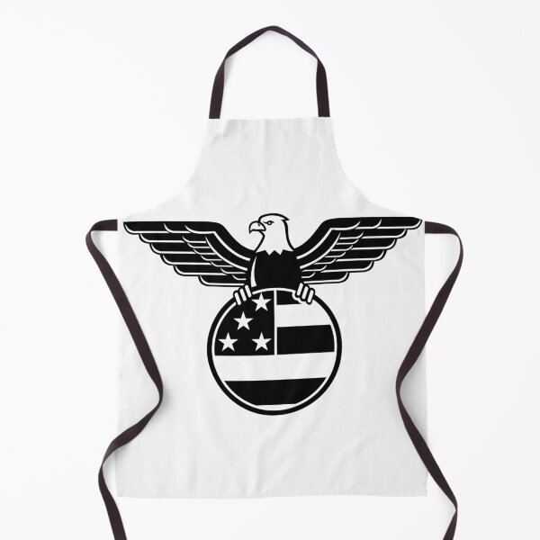 Item preview, American Bald Eagle with Wings Spread Clutching United States Star and Stripes Flag in Circle Mascot Black and White designed and sold by patrimonio.