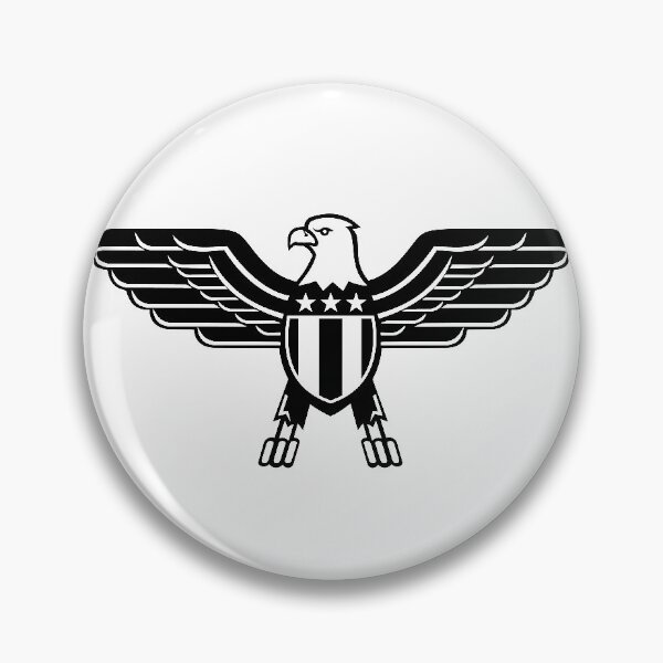 Item preview, American Bald Eagle with Wings Spread and United States Star Spangled Banner Flag on Chest Mascot Black and White designed and sold by patrimonio.