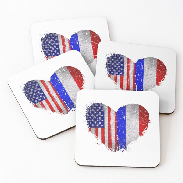 Item preview, USA France Heart - Dual Citizenship Vintage Retro Design  designed and sold by Hodbi.