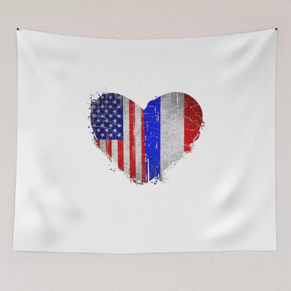 Item preview, USA France Heart - Dual Citizenship Vintage Retro Design  designed and sold by Hodbi.