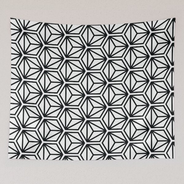 Item preview, Patrón de cubo hexagonal triangular - Negro designed and sold by RoguePatterns.