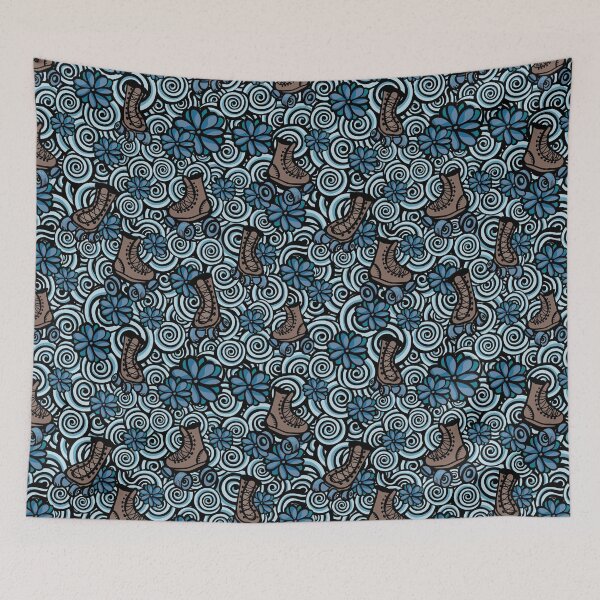 Item preview, Roller Skates Doodle Pattern- Blue and Brown Palette designed and sold by Sketchbook Designs.