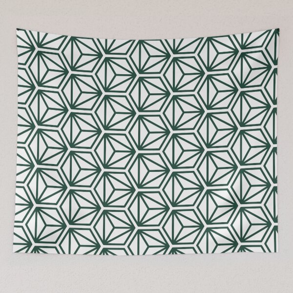 Item preview, Patrón de cubo hexagonal triangular - Verde oscuro designed and sold by RoguePatterns.