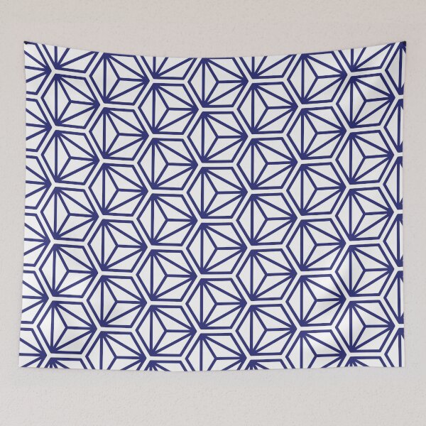 Item preview, Patrón de cubo hexagonal triangular - Azul marino designed and sold by RoguePatterns.