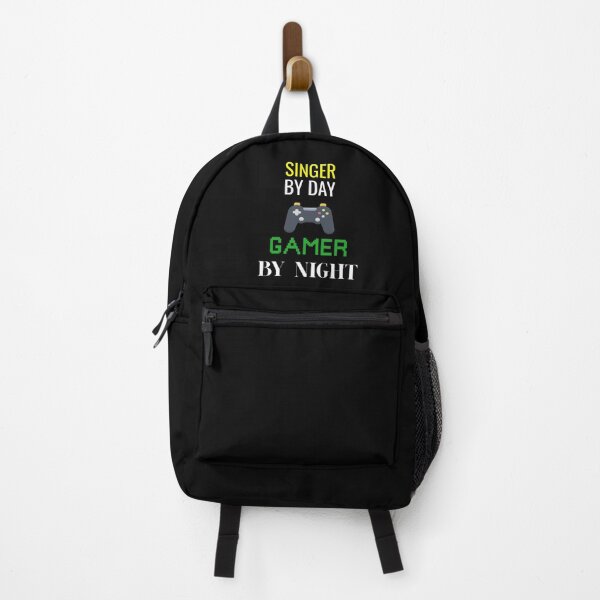 Singer By Day, Gamer By Night Gaming Controller White Text - Unique Gift For Starting A New Job Backpack