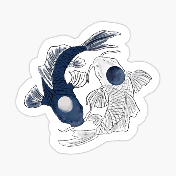 Koi Yin Yang Stickers for Sale