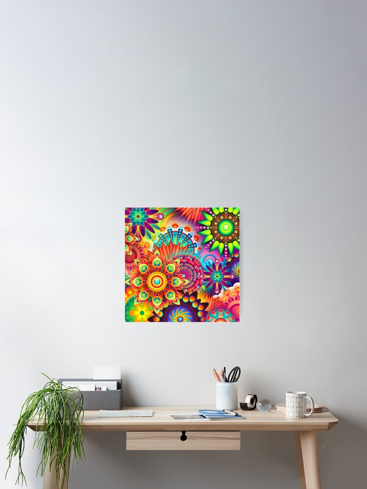 Thumbnail 2 of 3, Poster, Psychedelic Abstract, Colorful Retro Pattern designed and sold by DigitalEffects.