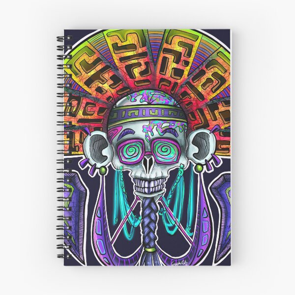 Artikelvorschau, TRIPPY AZTEC SKULL - Grün / Lila entworfen und verkauft von GraphiCatz.