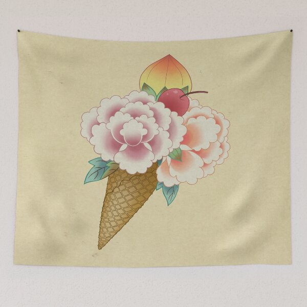 Item preview, Minhwa : Peony Ice Cream - Vanilla flavor (Korean traditional/folk art) designed and sold by minsillust.