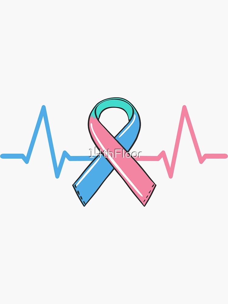 Blue Line Pink Ribbon Decal