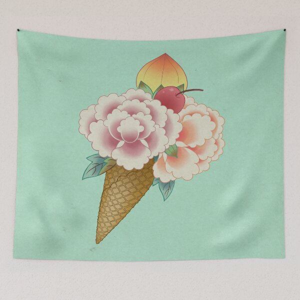Item preview, Minhwa : Peony Ice Cream - Mint flavor (Korean traditional/folk art) designed and sold by minsillust.