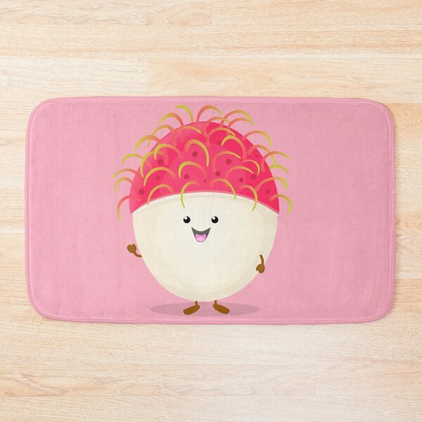 Item preview, Cute pink happy rambutan cartoon character illustration designed and sold by FrogFactory.