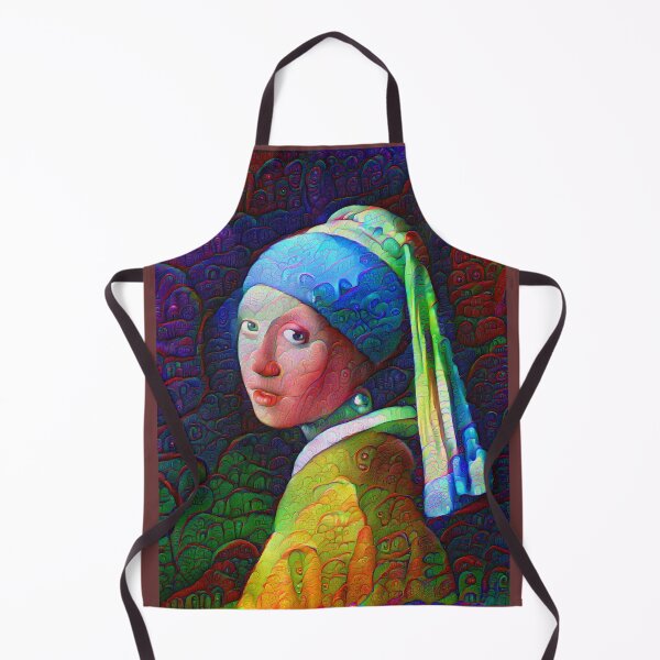 DeepDreamed "Girl with a Pearl Earring" Apron