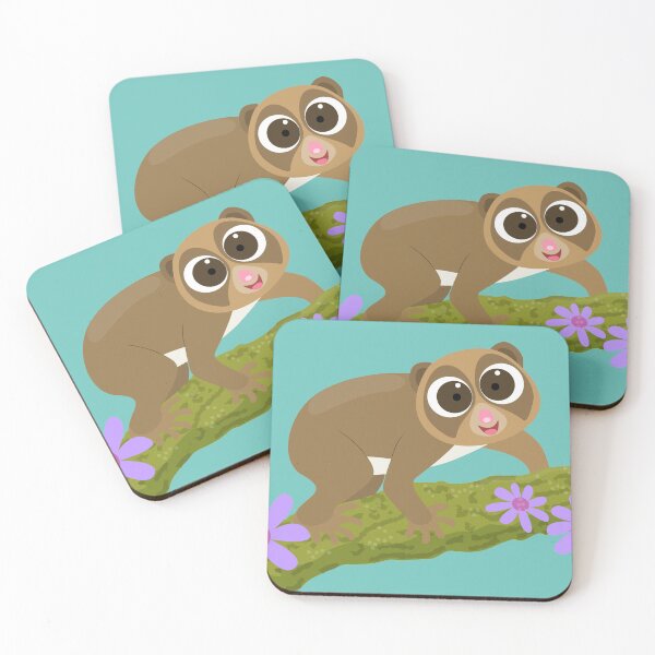 Item preview, Cute slow loris flowers cartoon kids illustration designed and sold by FrogFactory.