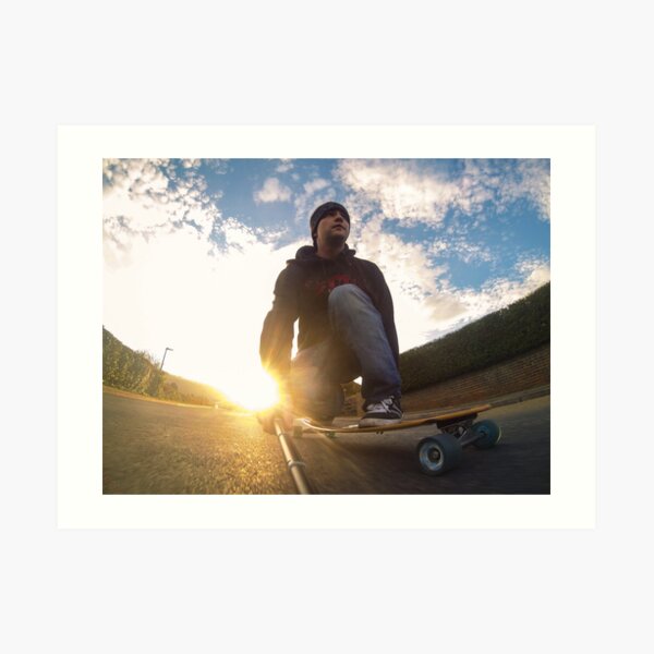 Sunset Longboarding with my GoPro Camera Art Print