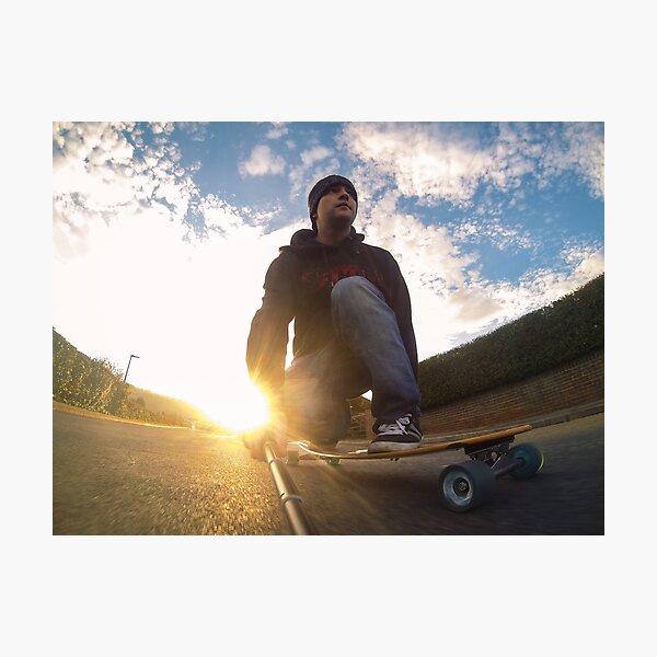 Sunset Longboarding with my GoPro Camera Photographic Print