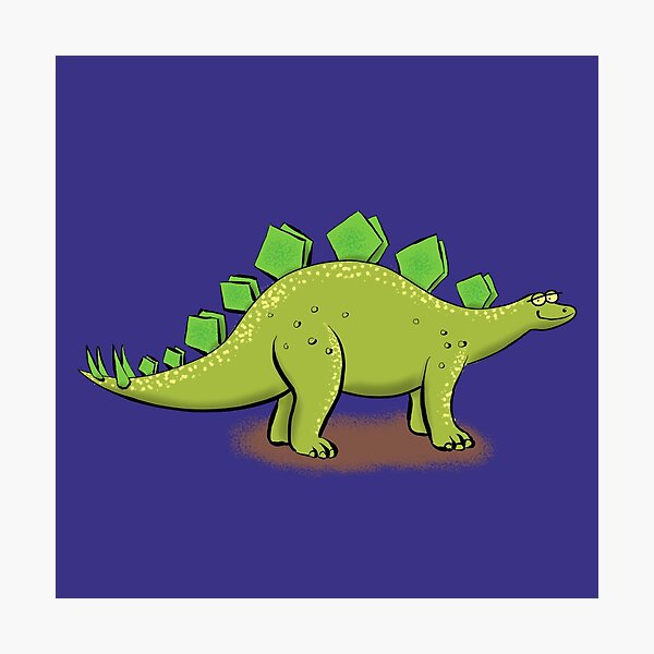 Happy stegosaurus dinosaur cartoon illustration Photographic Print