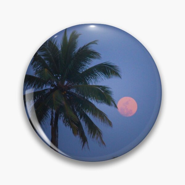 Item preview, Shy Moon Hiding Behind Coconut Tree. Evening Blue Sky Beauty Scene designed and sold by PatilDesigns.