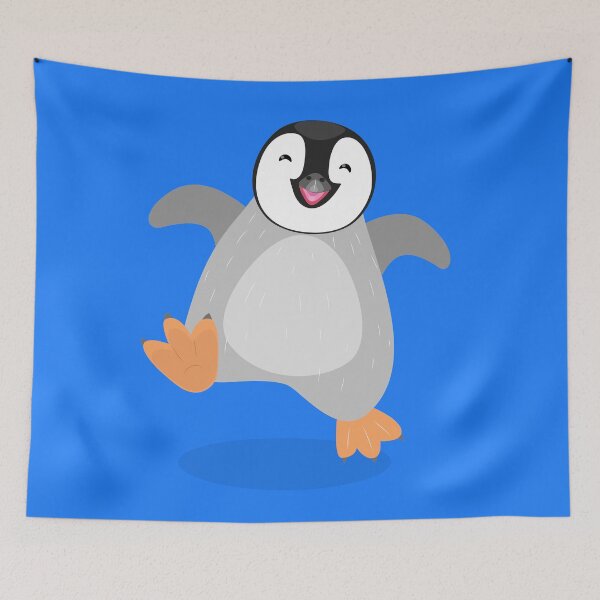 Item preview, Cute happy emperor penguin chick dancing cartoon designed and sold by FrogFactory.