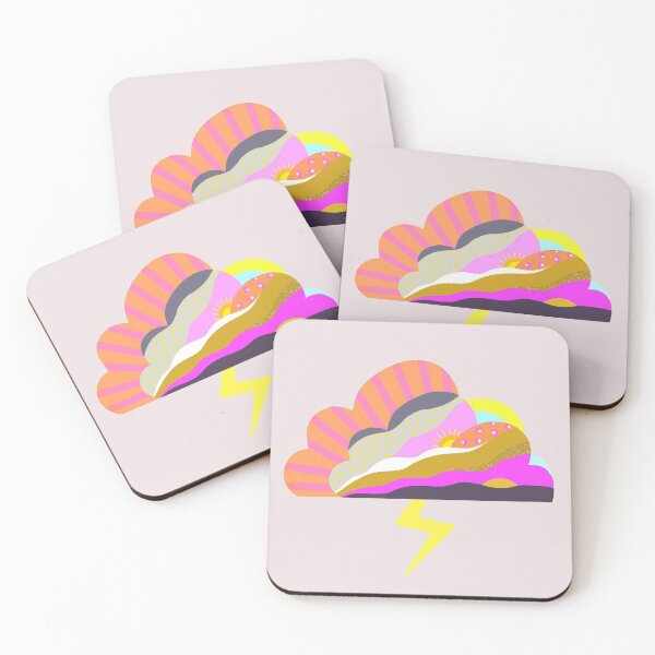 Item preview, Bright, colourful pop art cloud with patterns, sun and lightning bolt designed and sold by KateIsSketchy.