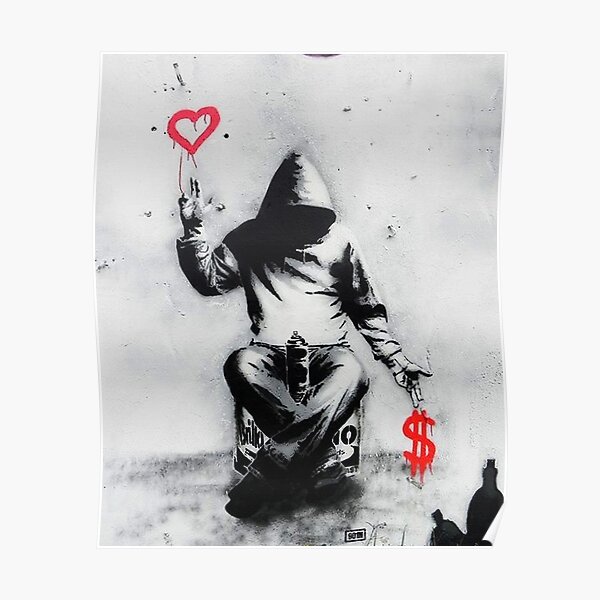 Banksy Love Over Money Street Art emblématique Poster