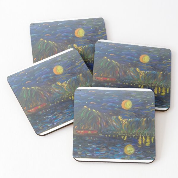 Item preview, Sea night moon mountains designed and sold by Hanspeter Imp.