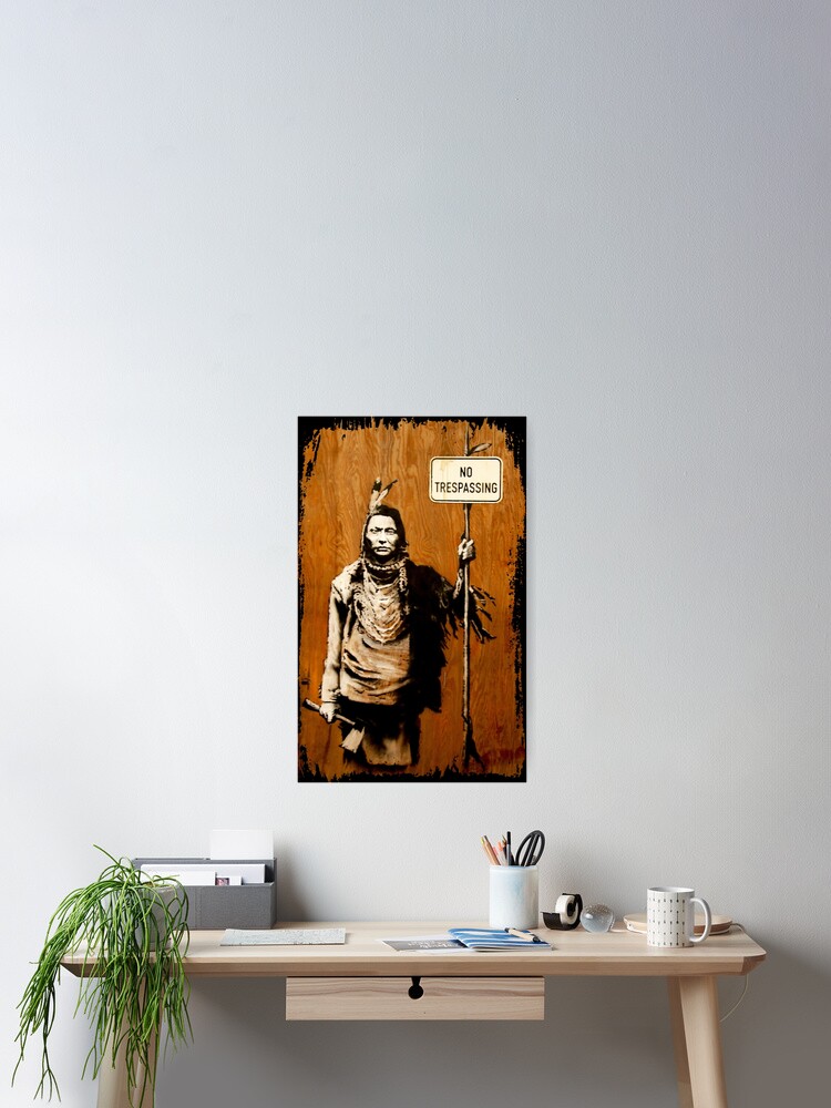NEW Banksy Graffiti Artist Native Indian No Trespassing 16" Pillow Cushion Cover 