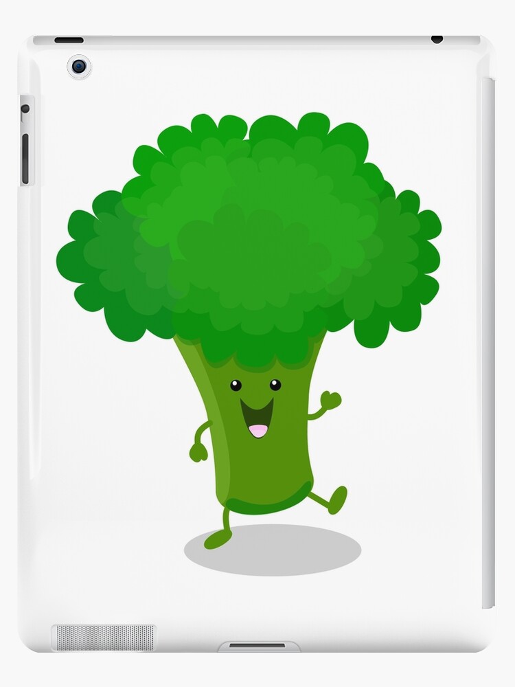 Cute kawaii dancing broccoli cartoon illustration
