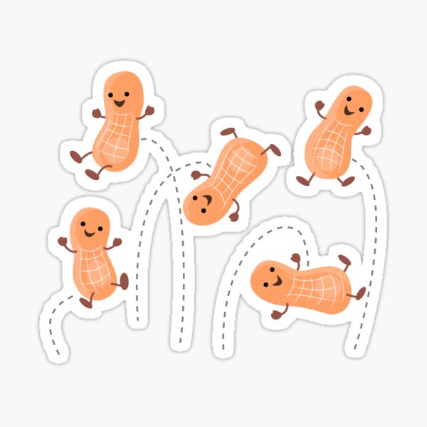 Cute peanuts jumping cartoon illustration Sticker