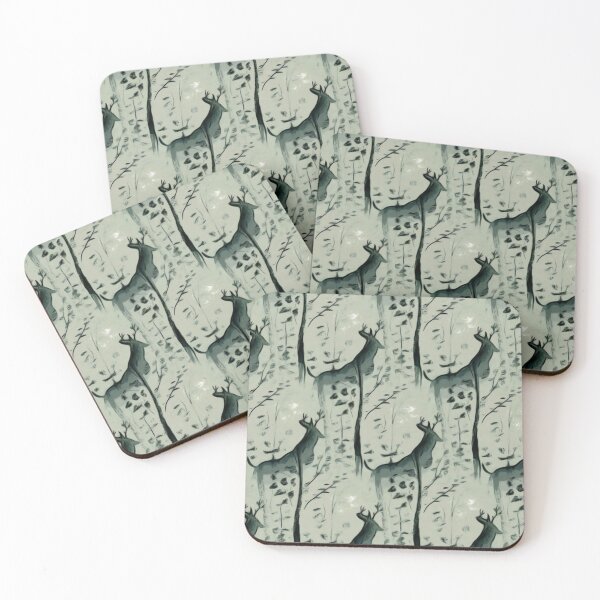 Item preview, Deer in forest night scene- sillhoute designed and sold by Sonia dutta_art.