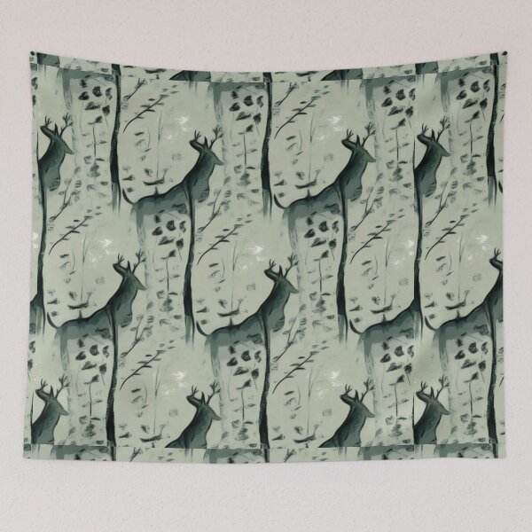 Item preview, Deer in forest night scene- sillhoute designed and sold by Sonia dutta_art.