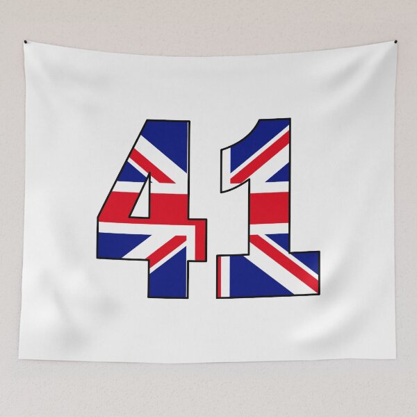 Item preview, Number 41 with UK flag on the background designed and sold by AllShirts21.