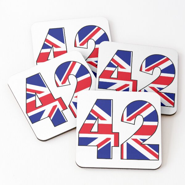 Item preview, Number 42 with UK flag on the background designed and sold by AllShirts21.