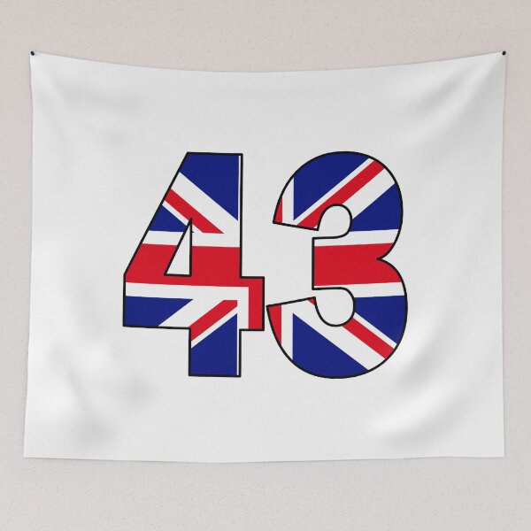 Item preview, Number 43 with UK flag on the background designed and sold by AllShirts21.