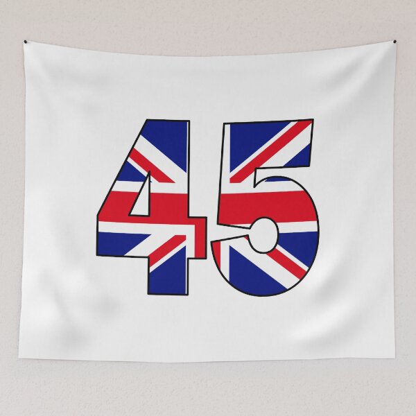 Item preview, Number 45 with UK flag on the background designed and sold by AllShirts21.