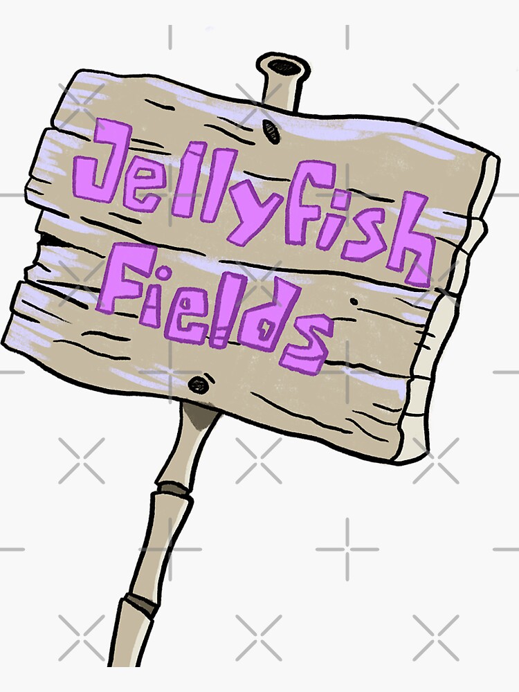 spongebob jellyfish fields sign sticker | Sticker