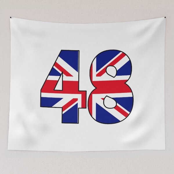 Item preview, Number 48 with UK flag on the background designed and sold by AllShirts21.