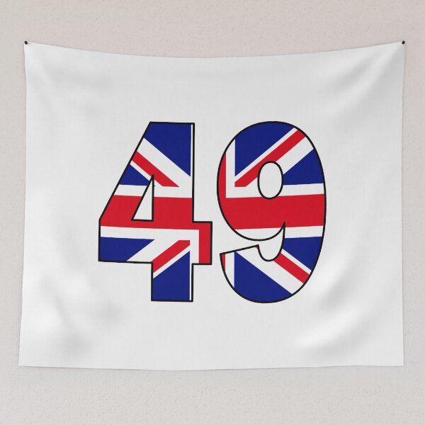 Item preview, Number 49 with UK flag on the background designed and sold by AllShirts21.