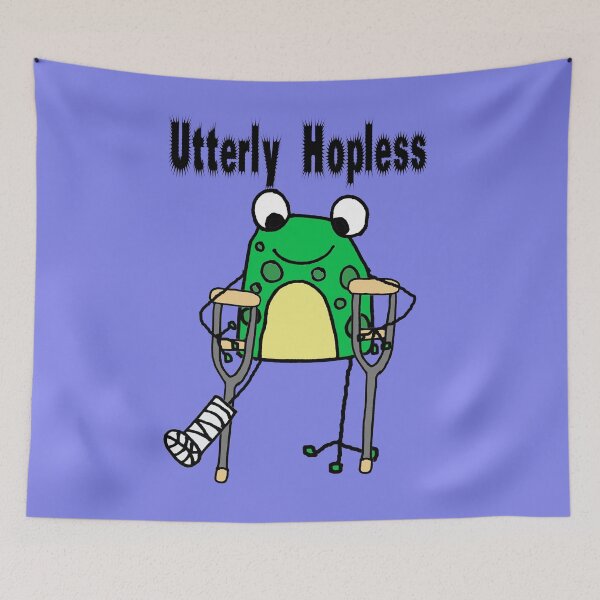 Item preview, Funny Frog on Crutches Utterly Hopless Pun designed and sold by Nature's Fancy.