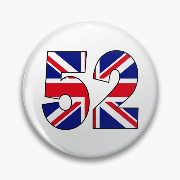 Item preview, Number 52 with UK flag on the background designed and sold by AllShirts21.