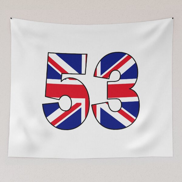 Item preview, Number 53 with UK flag on the background designed and sold by AllShirts21.