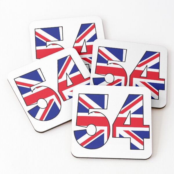 Item preview, Number 54 with UK flag on the background designed and sold by AllShirts21.