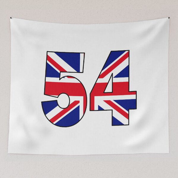 Item preview, Number 54 with UK flag on the background designed and sold by AllShirts21.